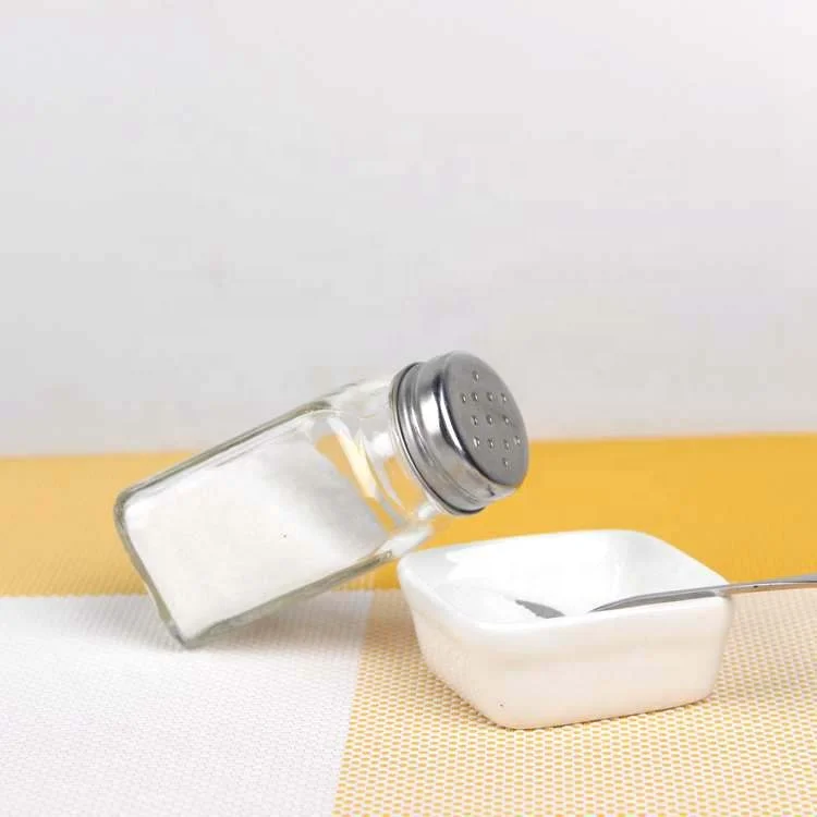 80ml Square Wide Mouth Clear Glass Spice Jar for Salt And Pepper With Shaker Lid