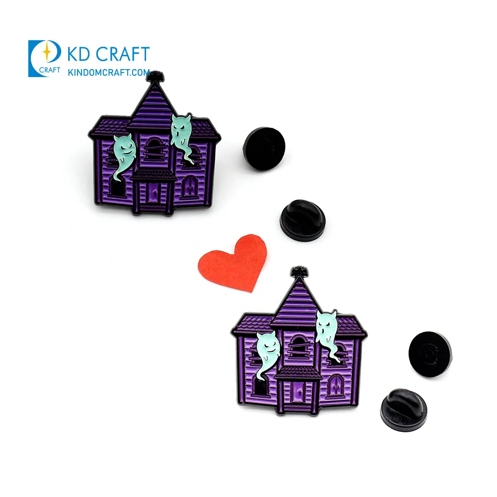Custom design metal pumpkin skeleton bat brooch flashing badge cute devil lapel halloween enamel pins for sale