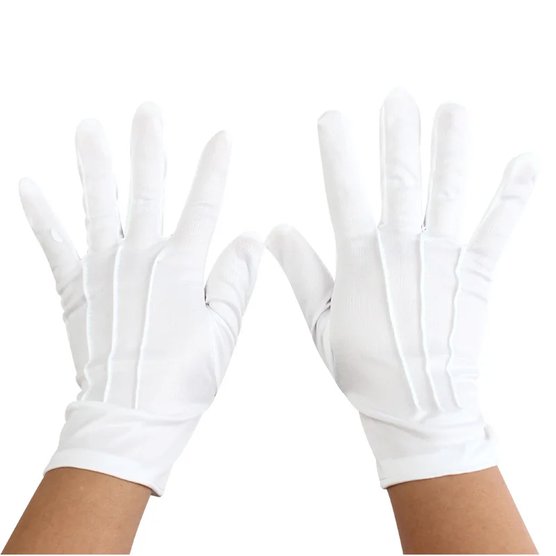 White Black Nylon Gloves Car Driver Touch Screen Features Honor Guard Ceremonial Anti-Impact Arthritis Therapy Cotton Gloves