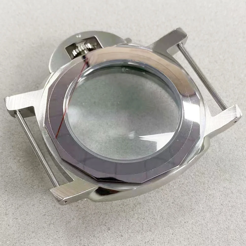 44MM Watch Case with PAM Stainless Steel Brushed Shell for ETA 6497/6498 for ST3600/ST3620 series Mechanical Movement