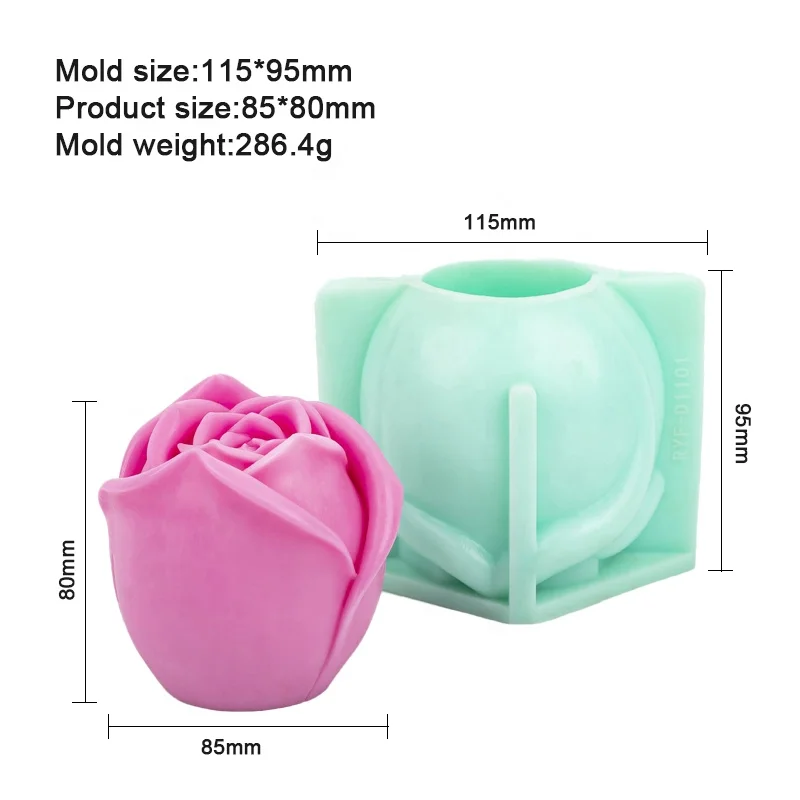 AINIKA Big Rose Flower Silicone Mold Candle Moulds Silicone for Candle Making