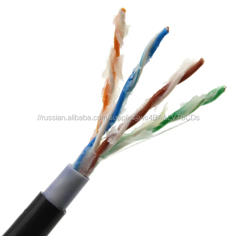 305 м Открытый желе заполнены двойной куртка 24awg 0,5 UTP cat5e кабель