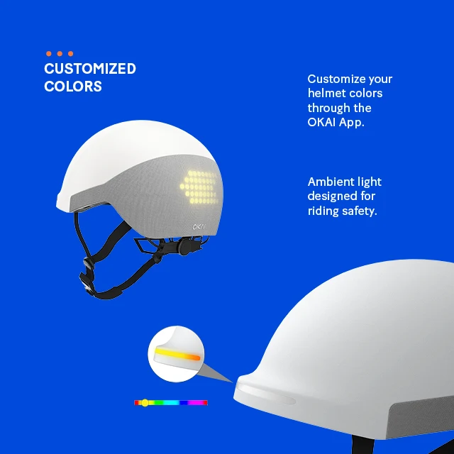 2022 OKAI Smart Helmet Motorcycle Riding Turn Signal Light Adult Cycling Safety Scooter Helmet Smart Helmet