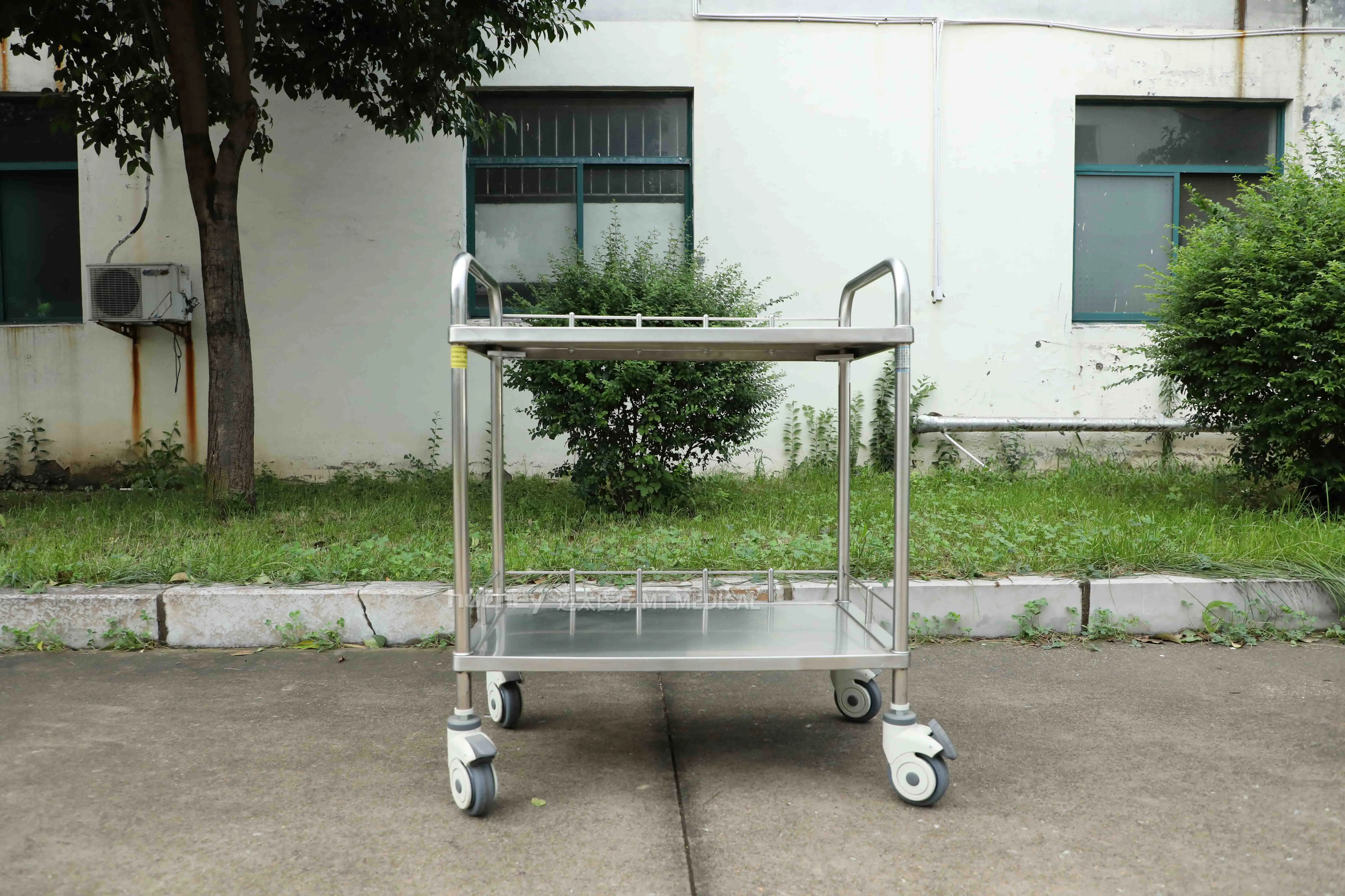 Hospital Medical 304 Stainless Steel Instrument Trolley Stable 2 Layers  Medicine 304 SS Trolley Cart