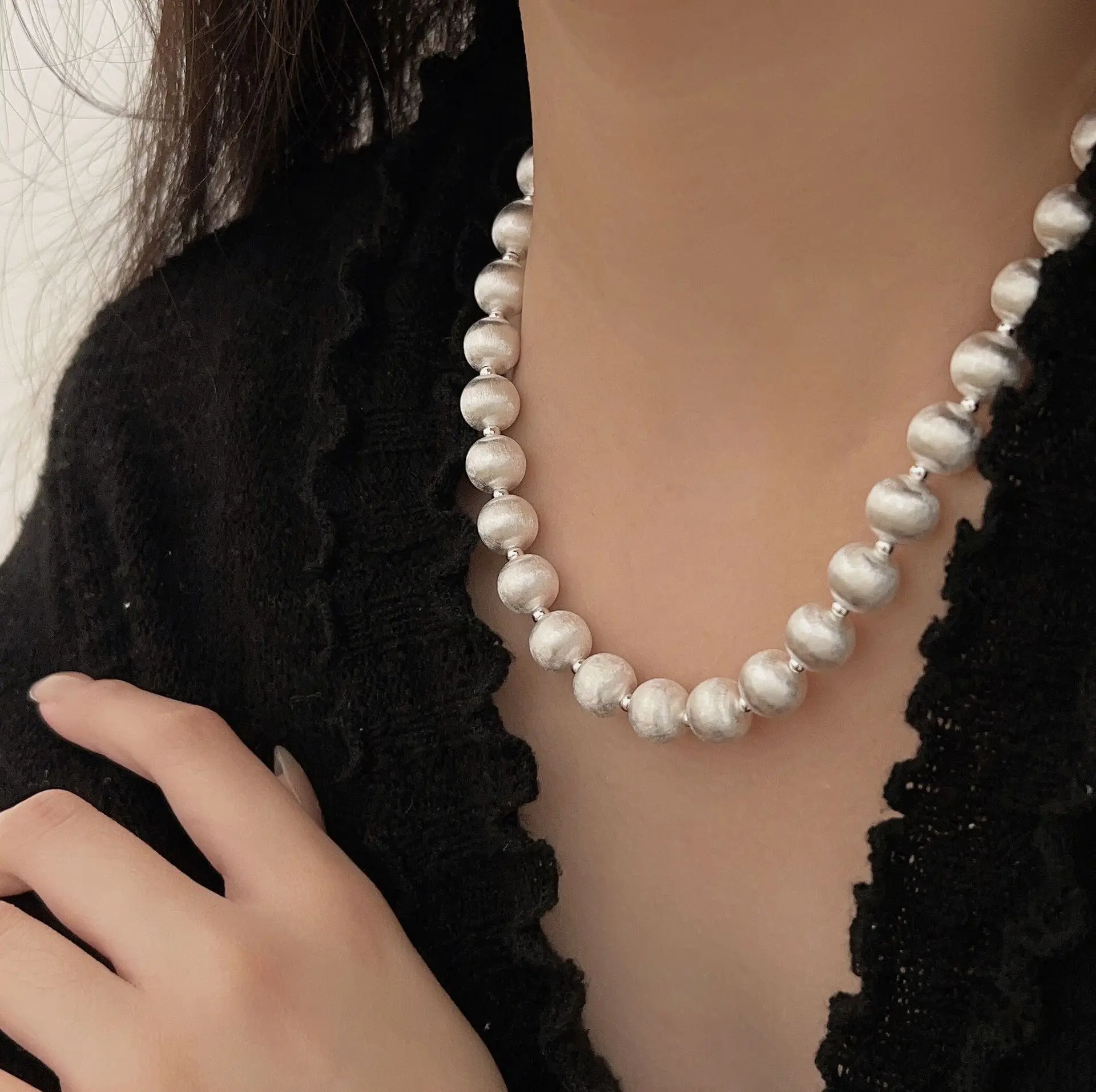 Fashion S925 Sterling Silver Round Sparkle Watermelon Charm Beads Necklace Bracelet For Woman