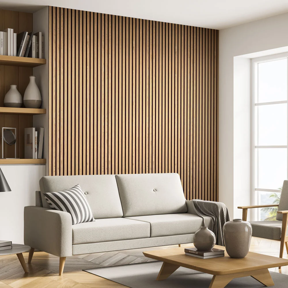 Noise Reduction Wooden Veneer MDF Wood Slats MGO Acoustic Wood Panel Pet Felt Backing for Wall Covering and Ceiling