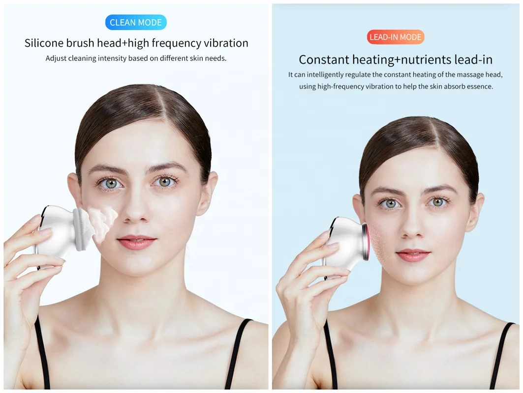 Private Label High Frequency Vibration Cleanser Ultrasound Massage  Facial Scrub Wash Face Cleaning Brush