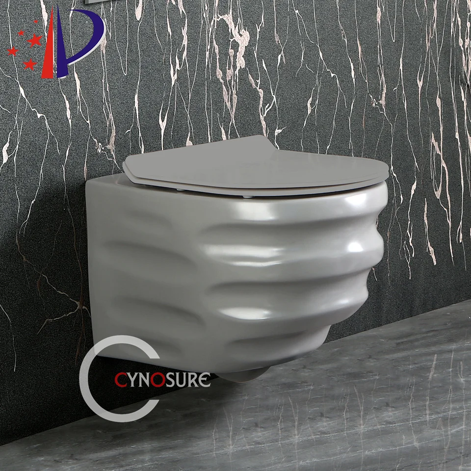 Factory Custom direct High quality European sanitary ware sales Light Grey Ceramic Wall-hung toilet Bathroom