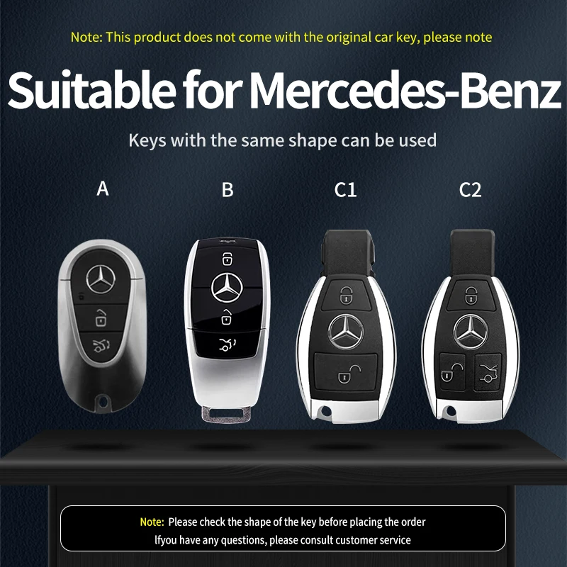 Hot sales Car Key Cover with Leather Car Key Holder For Mercedes Benz C E S W203 W210 W211 W124 CLK E200 Car Key Case Styling