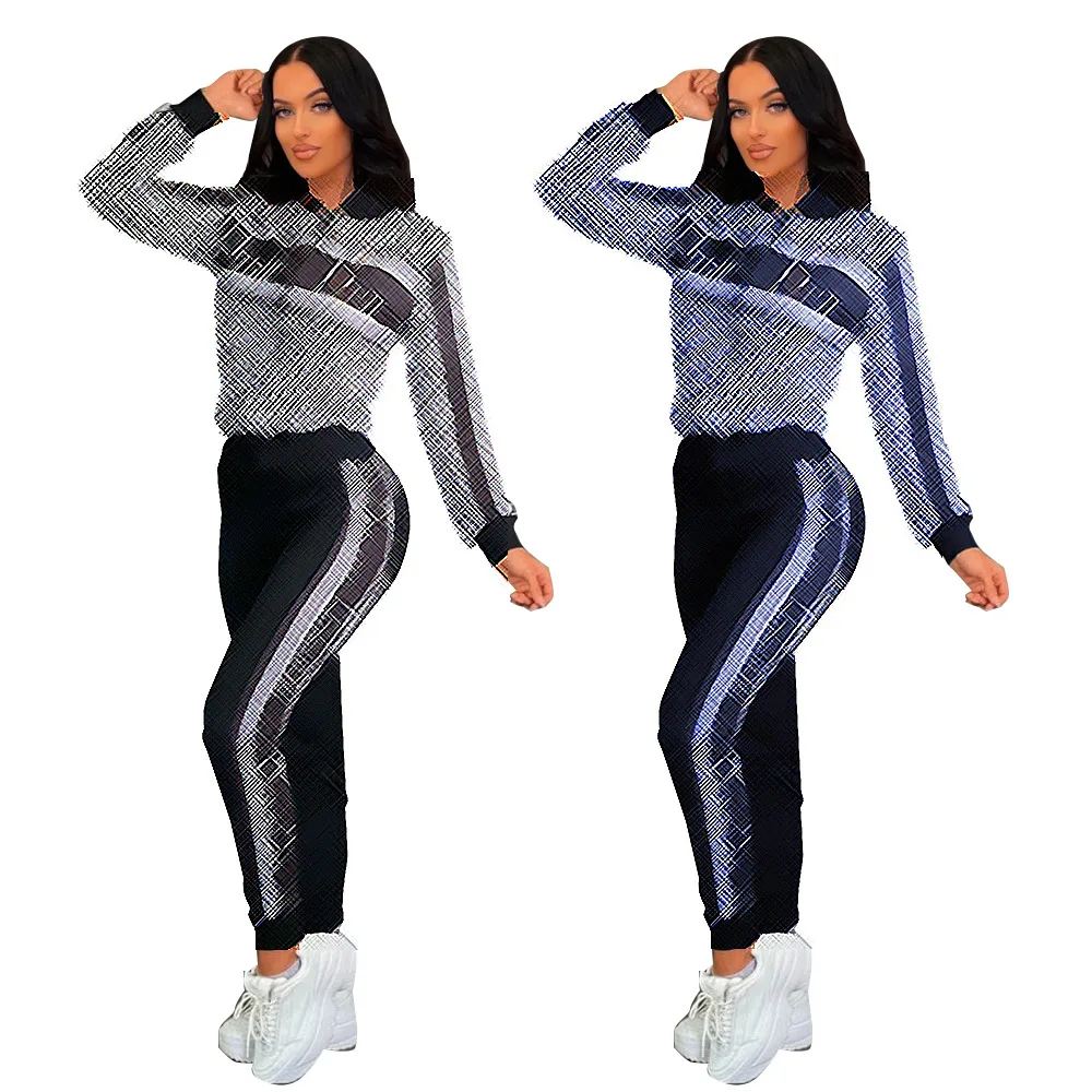2024 Fall Winter Designer Print Joggers Suit Tracksuits Designer Print Zipper Up 2 Piece Pants Set Brand Luxury Two Piece Sets