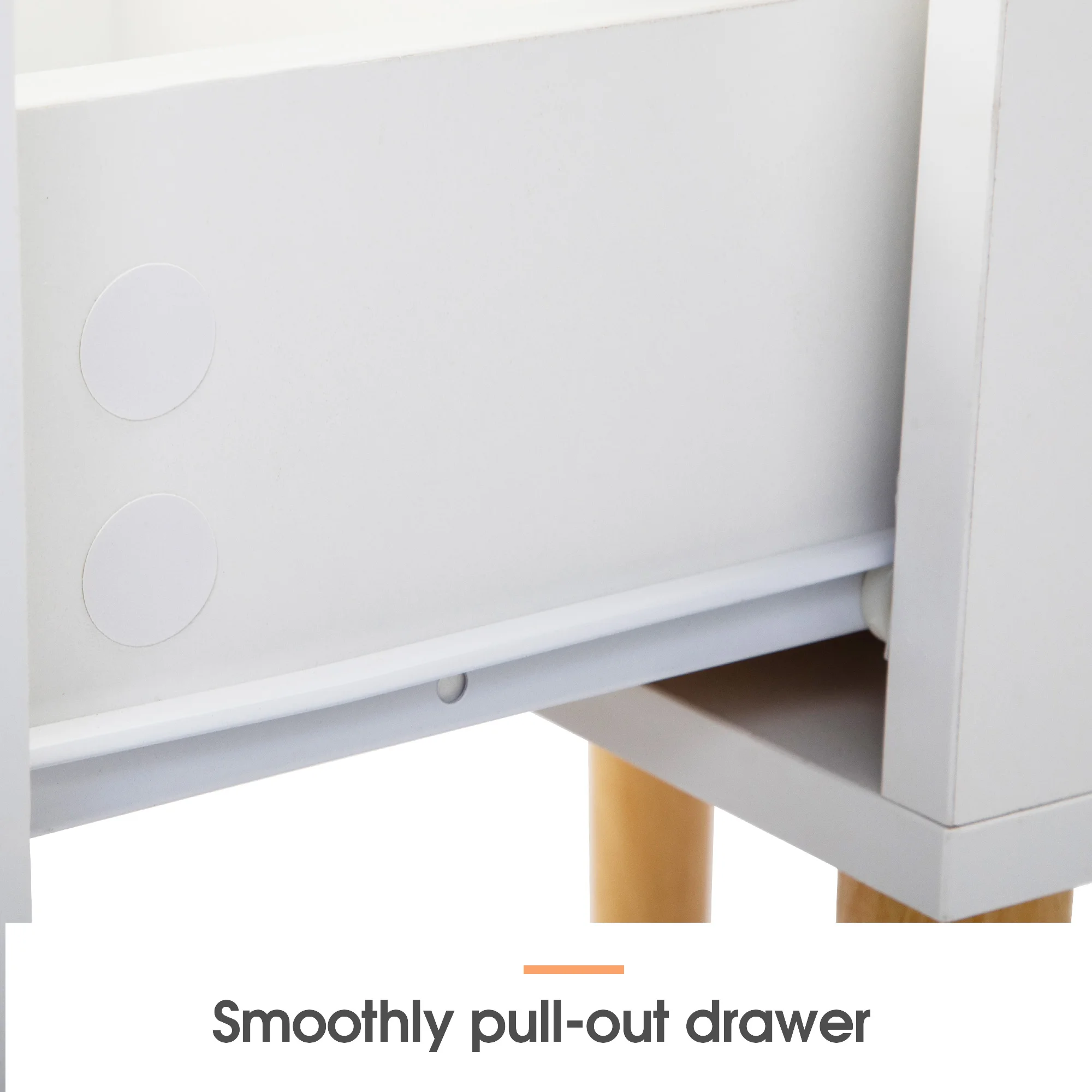 Oriental Style White Painting Paulownia Wood Modern Nightstand Bedside Table Cabinet Oak Open Storage Night Stand Narrow