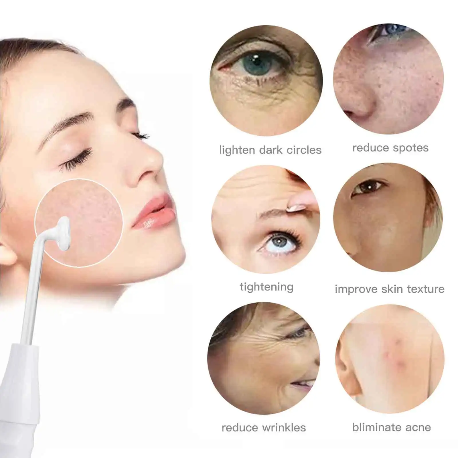 Portable ozone high frequency violet wand facial care high frequency wand for skin rejuvenation 7 in 1