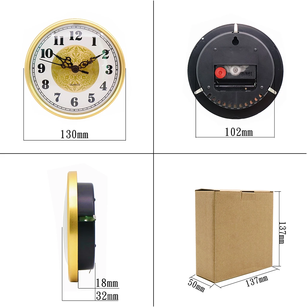 130mm metal clock insert with gold bezel and fancy aluminium arabic clock dial