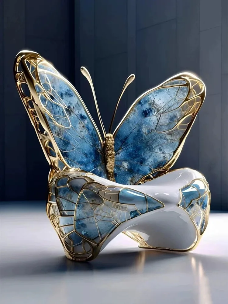 Italian light luxury designer pure copper butterfly chair villa living room creative art Queen throne single leisure chair
