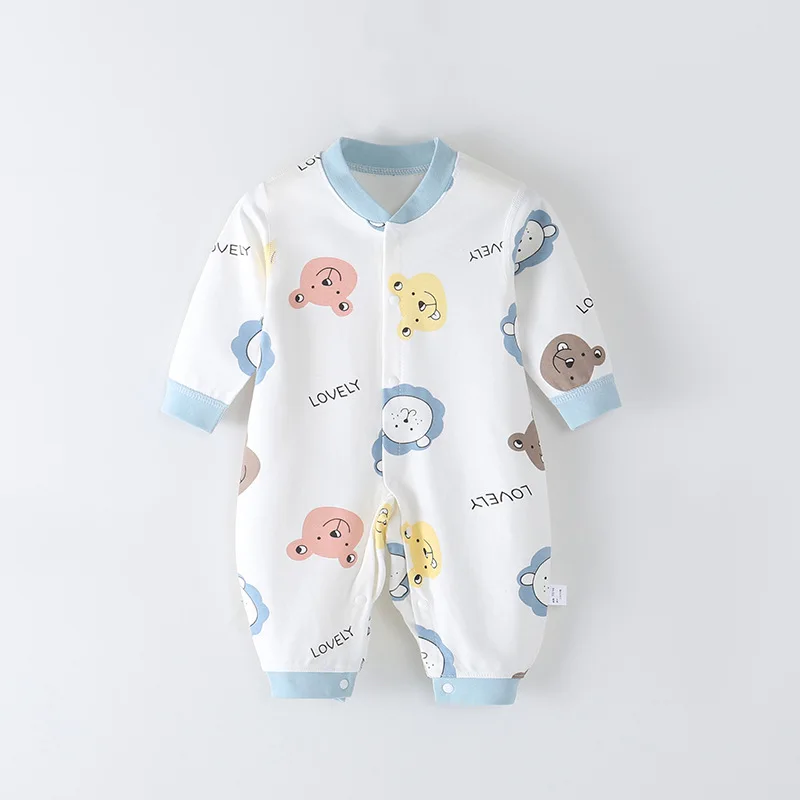 Spring and Autumn Newborn Long Sleeve Combed Cotton Printed Boneless Bodysuit