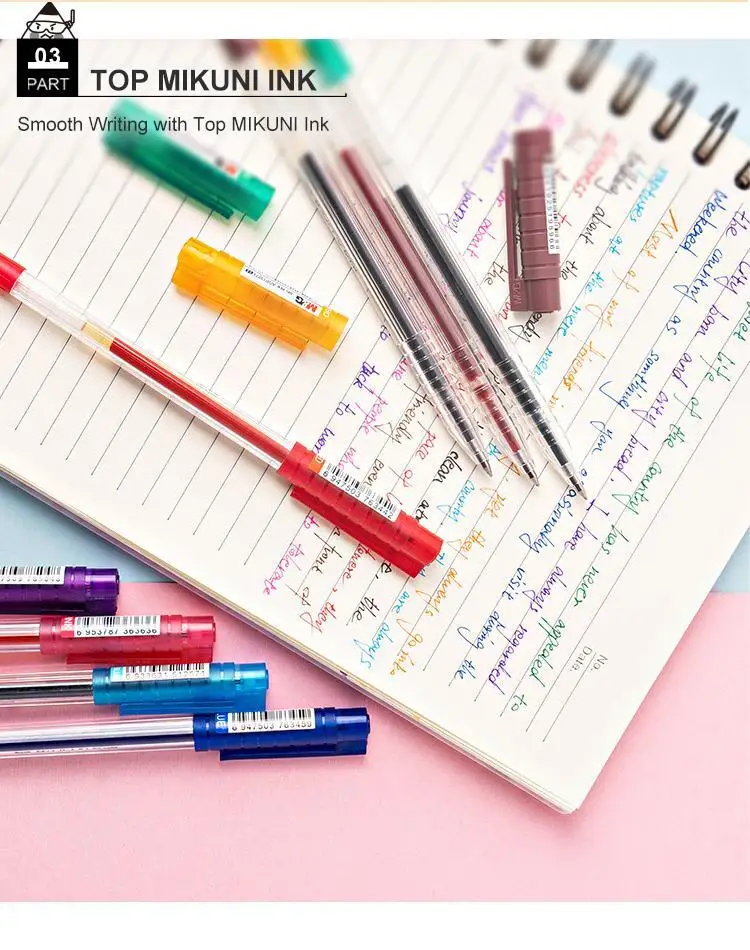 M&G Stationery 0.5mm Economic Multi-Color Plastic Gel Ink Ball Pens Wholesale with Custom Logo