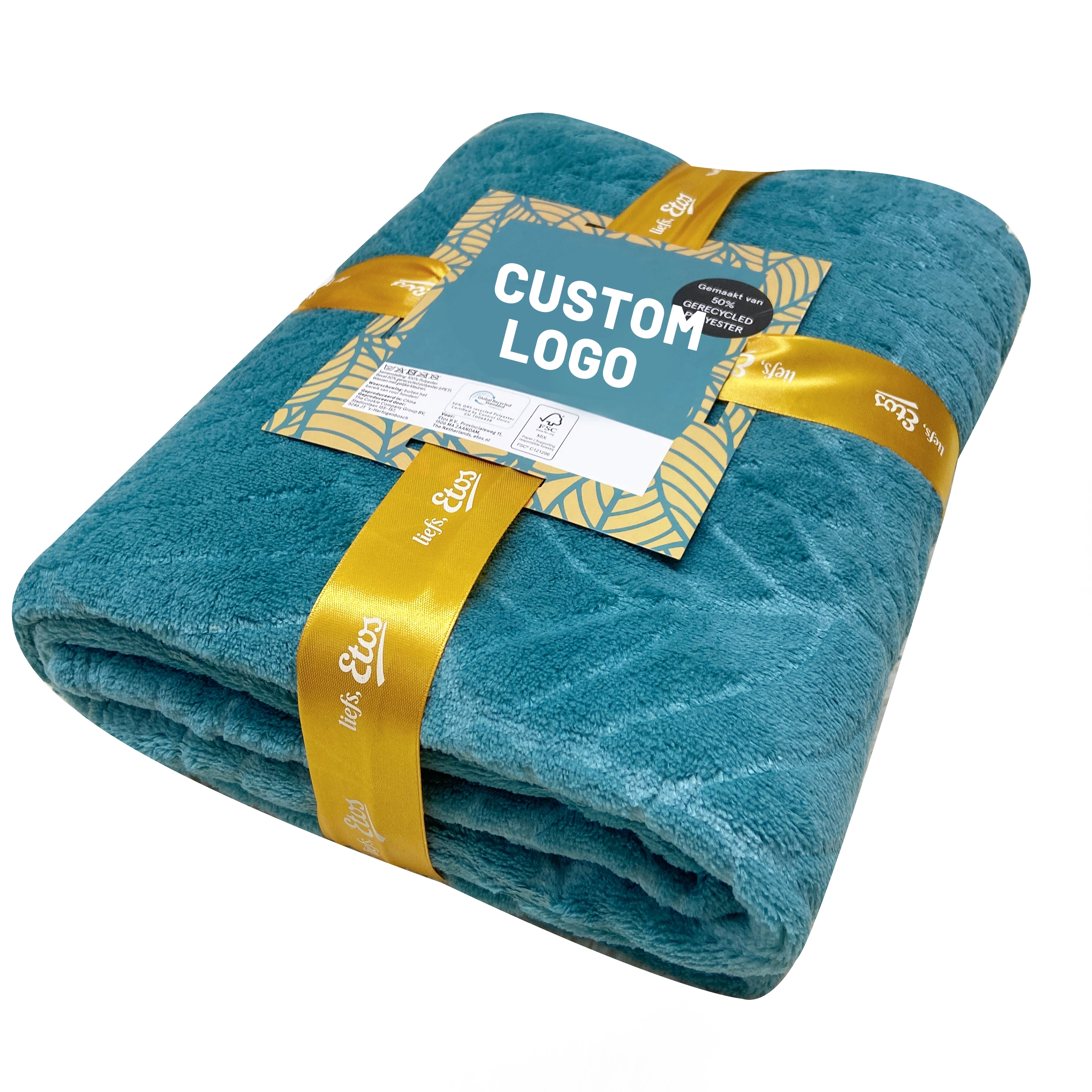 Wholesale small luxury couverture custom stripe soft coral fleece polyester blankets throws cobijas manufacturer for winter