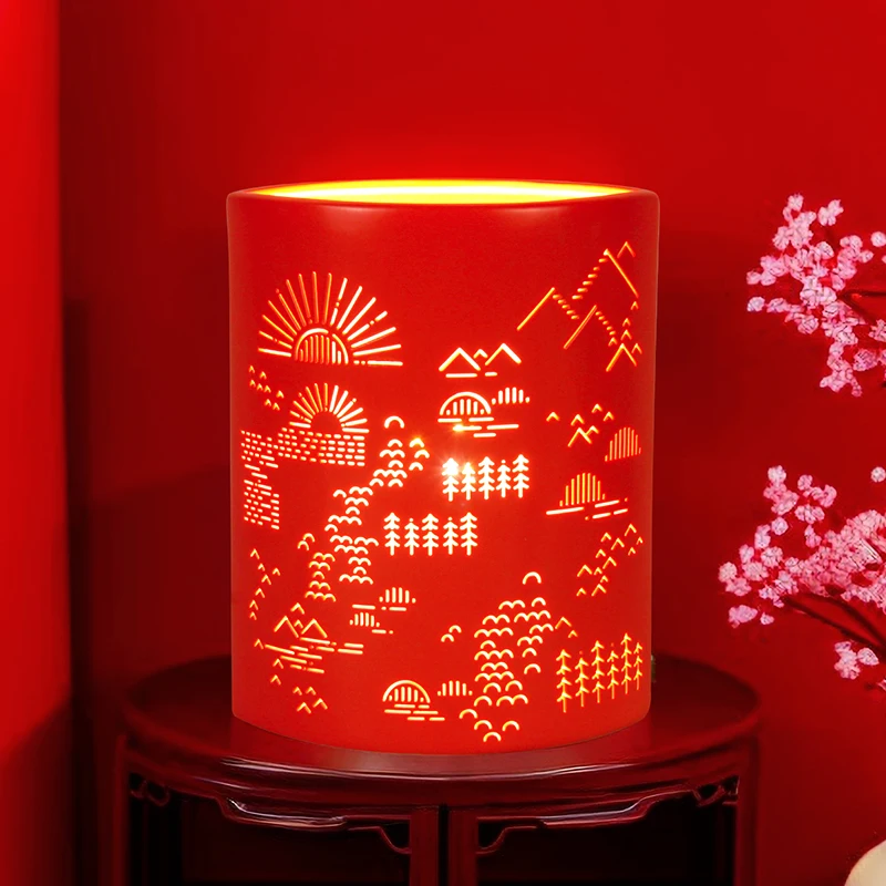 Home Decoration Red Color Table Lamp Light Wedding Decor Classic Style Bedside Lamp Home Deco