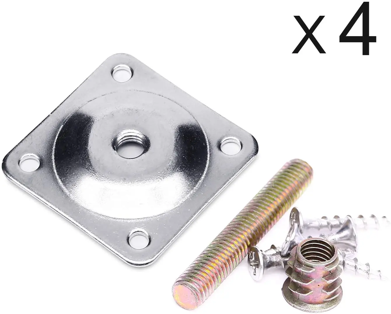 Zinc plated 4 holes sofa t-plate square sofas flat hinge plate bracket coffee tables legs chairs connector