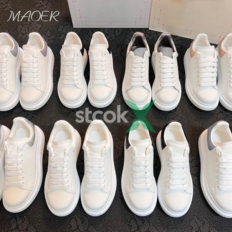 Luxury Classic Skateboard Sports Men shoes Spring Summer Little White Womens Genuine Leather Thick Sole Casual Board Sneakers 47