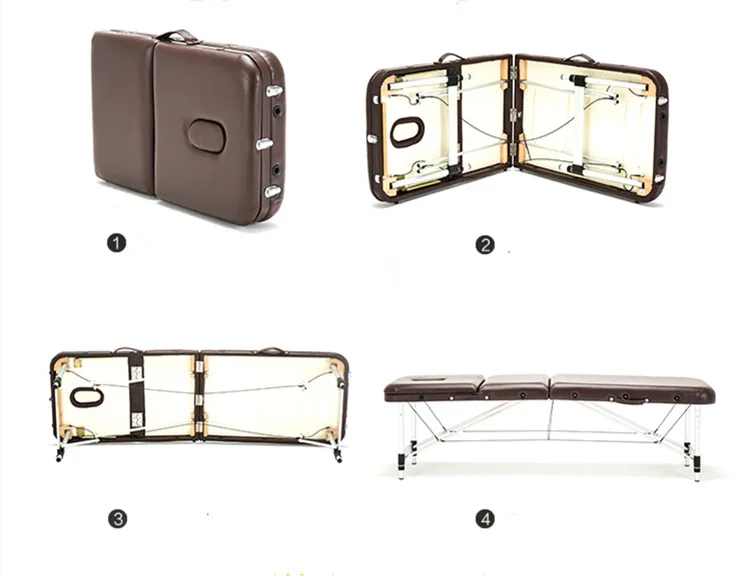 Hot sale portable low height 3 section aluminium beauty massage spa table bed