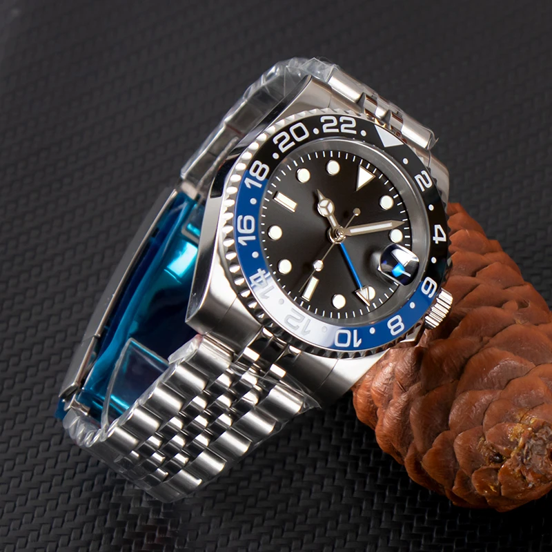 40mm Classic Mod Sterile Watch NH34 Movement Green Luminous Dial Hands Fashion Waterproof Business Mechanical Ceramic Bezel
