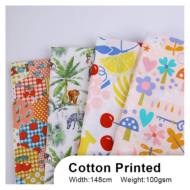 wholesale 100% cotton for baby floral cartoon banana cherry orange printed cotton fabric