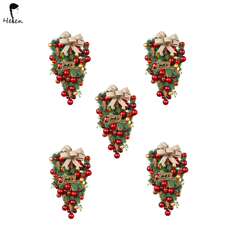 Artificial Christmas wreath  Artificial Christmas Teardrop Swag with Merry Christmas Sign with party holiday decoration