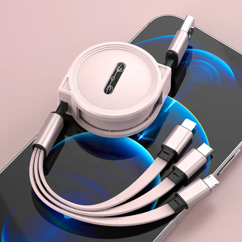 New Arrival Customized Promotional Gift Retractable 3 Way USB Data Cable