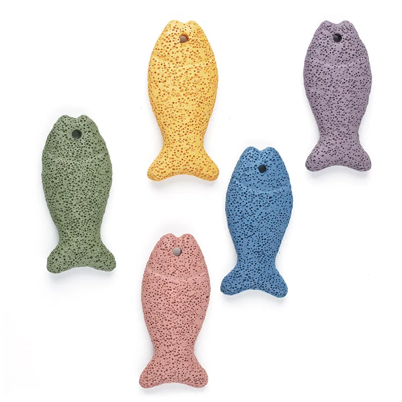 13 Colors Volcano Lava Rocks Essential Oil Diffuser Fish Shape Stone Pendant Beads DIY Jewelry Making