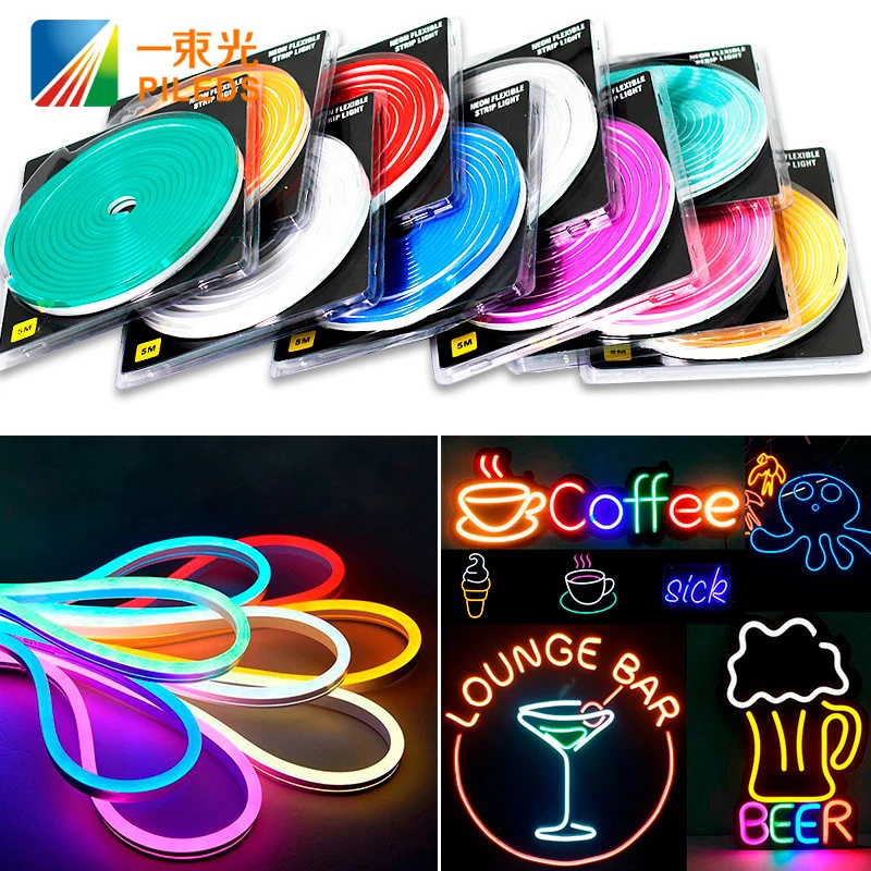 12v 24v 5m set kit flexible smd 2835 6*12mm led neon flex lights strip silicone tube 6x12 mm