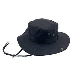 Hot selling dark green customised bucket hats with string fashionable safari hat outdoor caps hats man