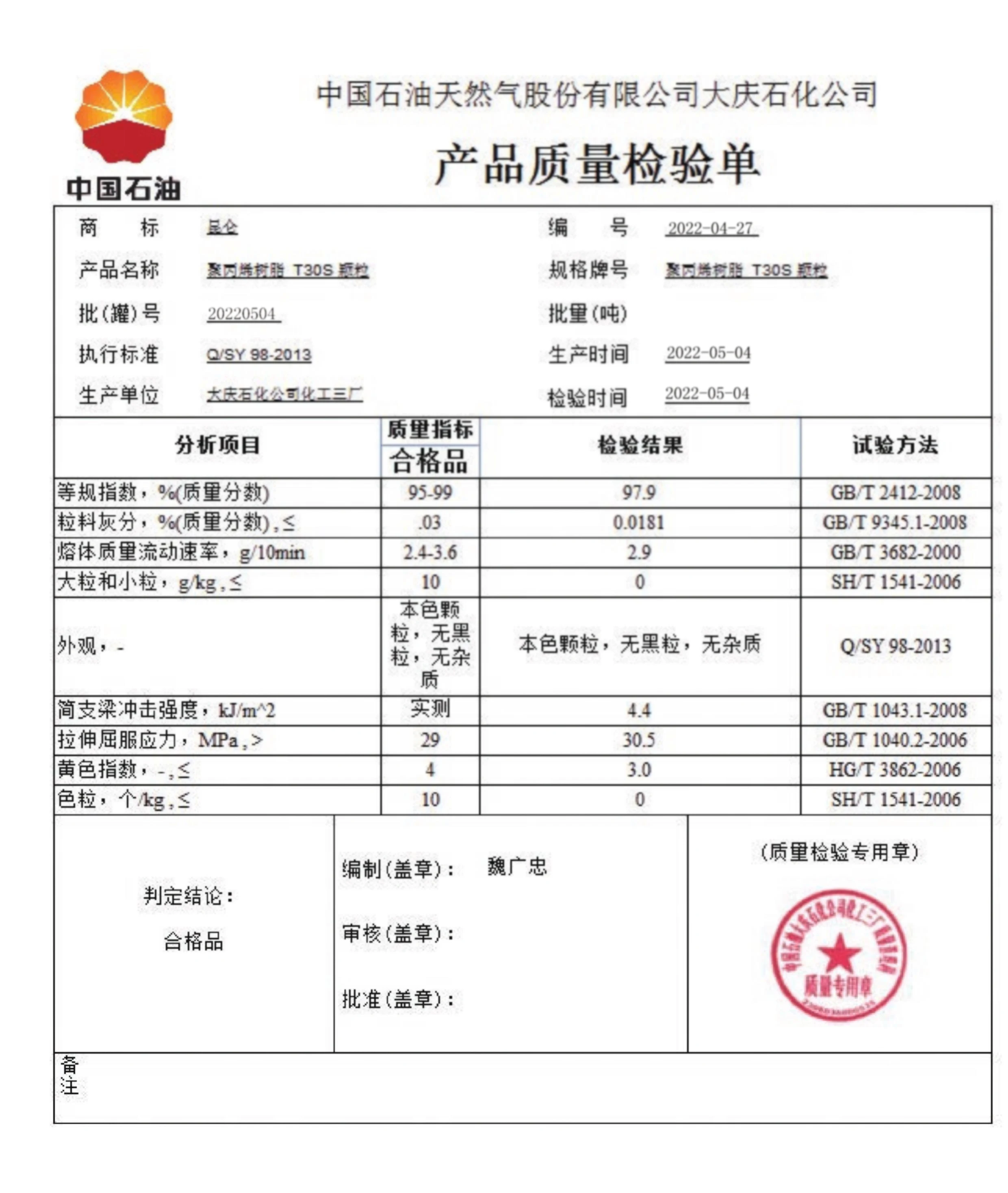 CNPC extrudes injection grade PP resin with high quality 99% stretch grade PP raw material