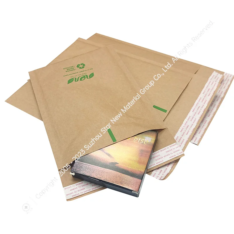 100% Biodegradable Kraft Honeycomb Mailer Custom Logo Design Paper Bubble Envelopes Mailers Padded Shipping For Documents CD