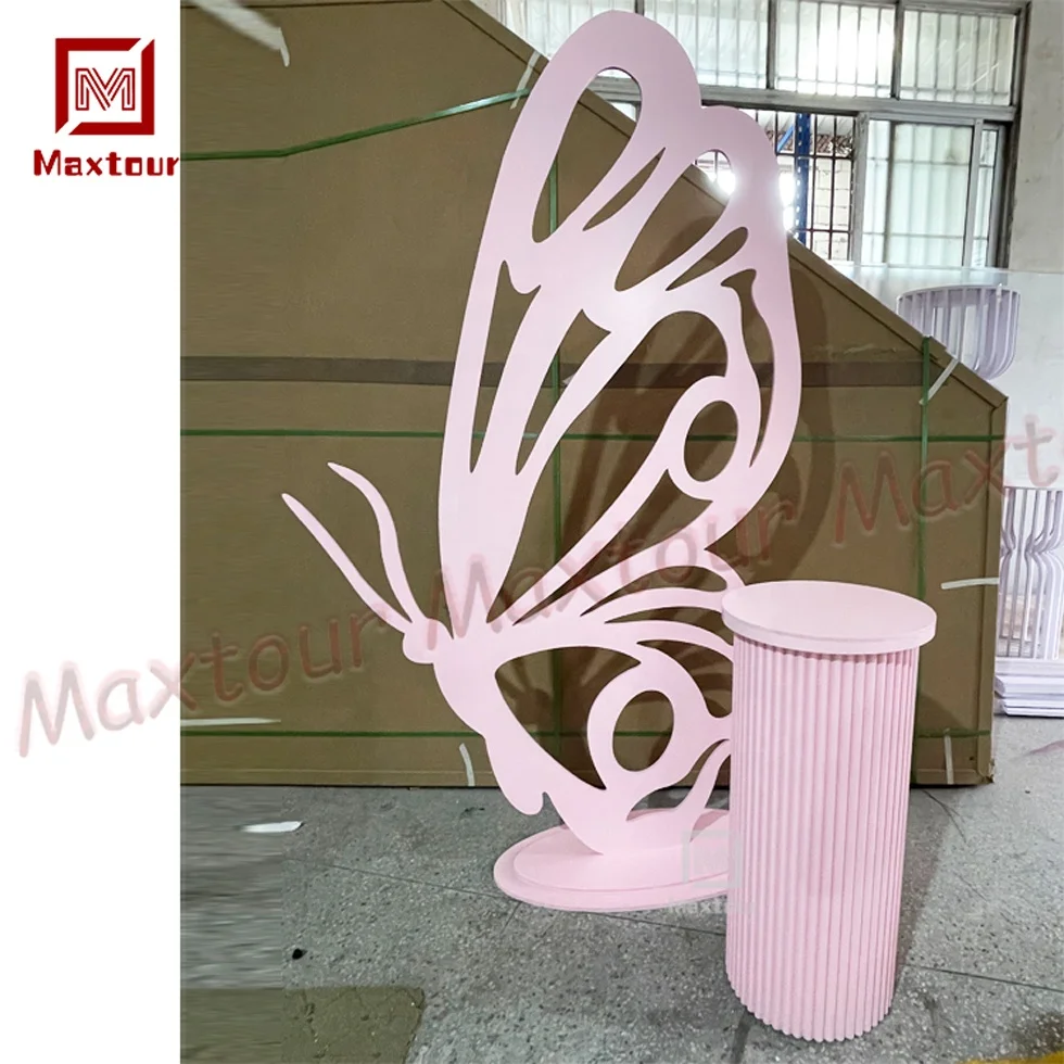 Newly Arrival Pink Butterfly PVC Backdrop Wedding Background Stand Decoration For Wedding Event Decorative