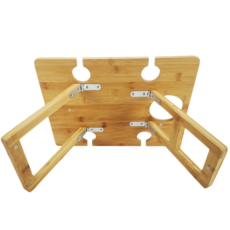 New Outdoor Large Folding Bamboo Snack Cheese Tray Portable Wine Picnic Table