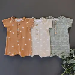 Wholesale Custom Baby Gender New Born Baby Boy Girl 100% Cotton Bodysuit Romper Jumpsuit