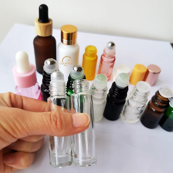 Essential Oil Perfume Roller Bottle Amber Clear Black 3ml 5ml 10ml Metal Ball On Bottle with Rollball