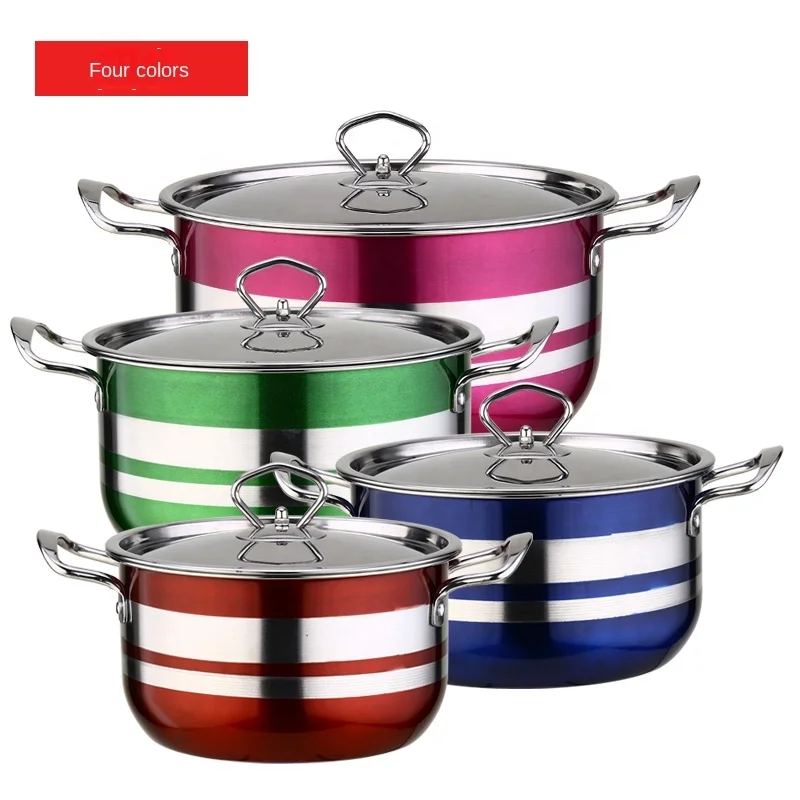 Factory Sale Cookware Set of 8 Piece Cooking Pot Set  Home Kitchen Cookware Stainless Steel with Double Handle