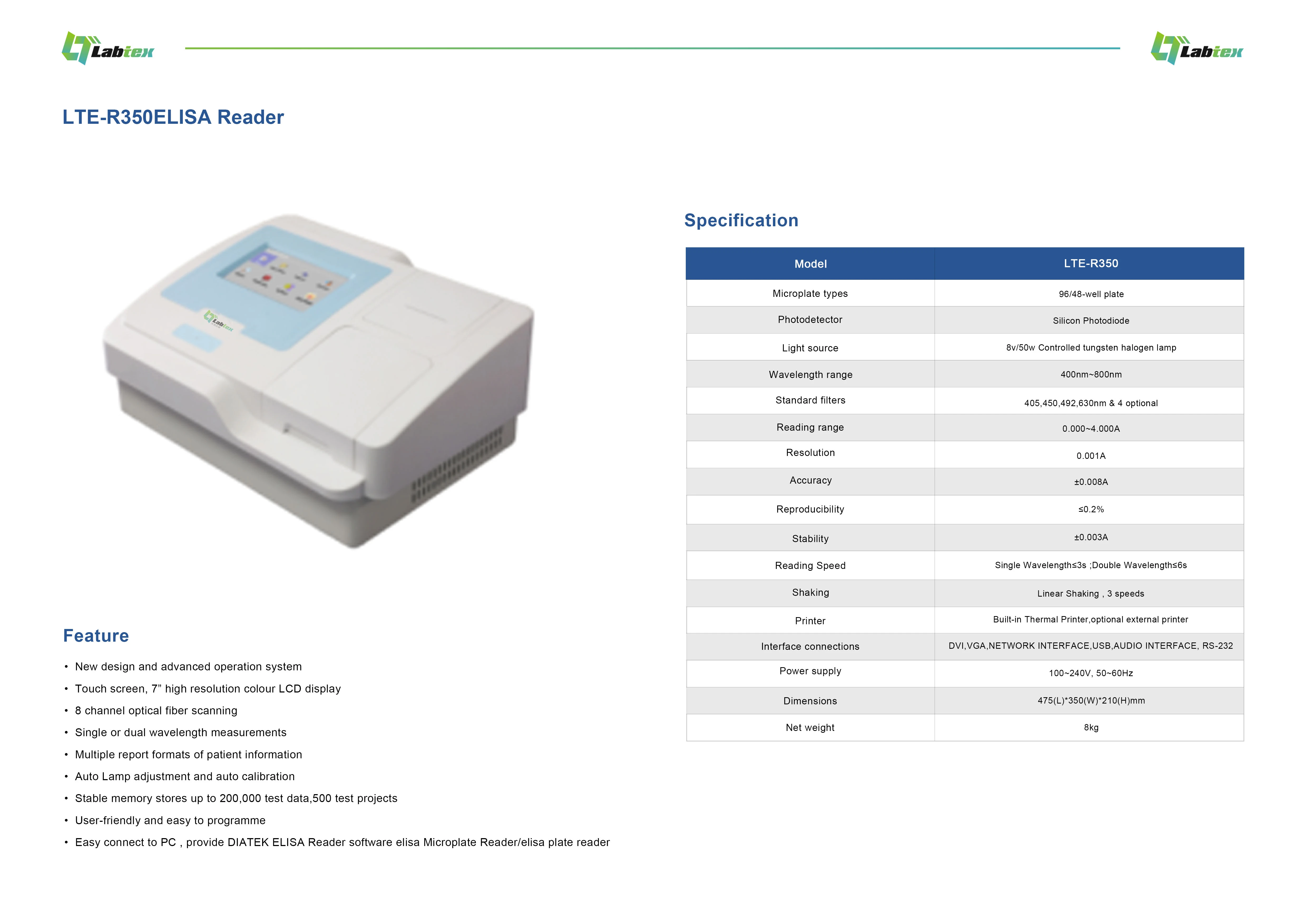 LABTEX microplate reader multimode fluorescence microplate reader elisa microplate reader washer
