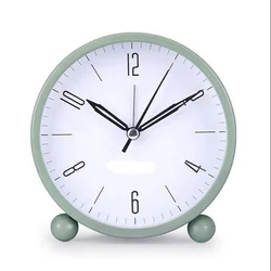 Alarm Clock 4 inch Round Silent Analog Alarm Clock Non Ticking with Night Light Battery Powered Super Silent Alarm Clock