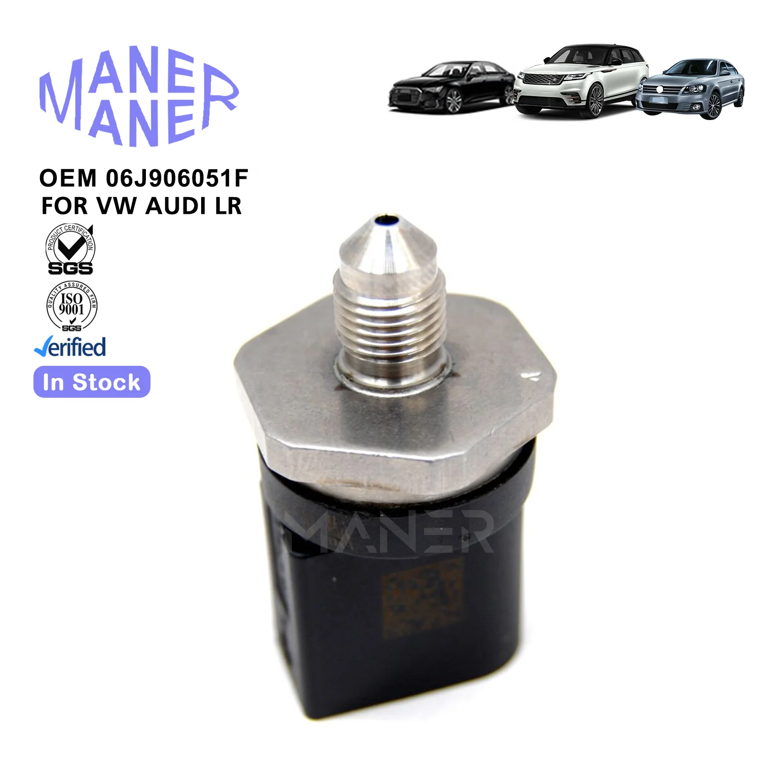 MANER Auto Electronics 06J906051F 06K906051C manufacture well made Fuel Rail Pressure Sensor For Audi VW Golf