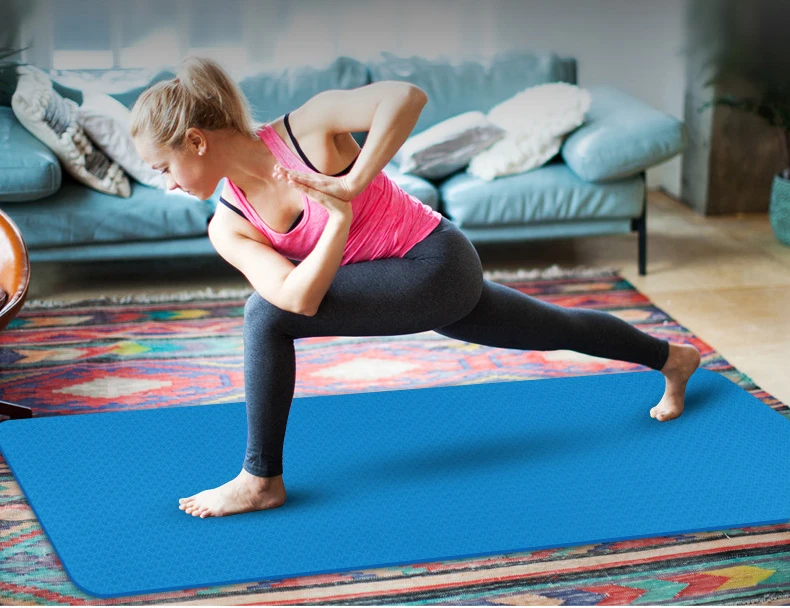 Bilink Eco Friendly Anti Slip 6 8 10mm 72 24inch Custom Nbr Yoga Mat with Straps Pink Soft Black Bag Green Print Light Blue Silk