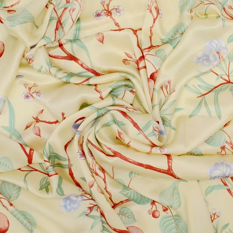 China Factory Supplier custom digital printing 6A Grade 100% mulberry silk Satin printed fabric in stock for clothes
