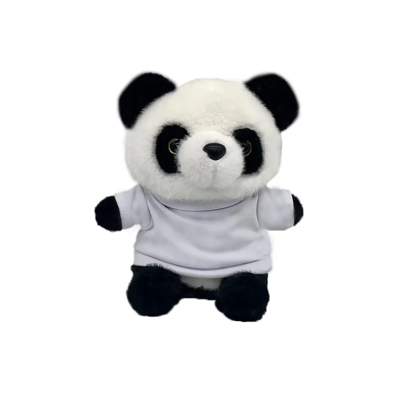 Hot selling sublimation LOGO cute T-shirt Kung Fu Panda plush toy cotton stuffed animal panda doll kids toys