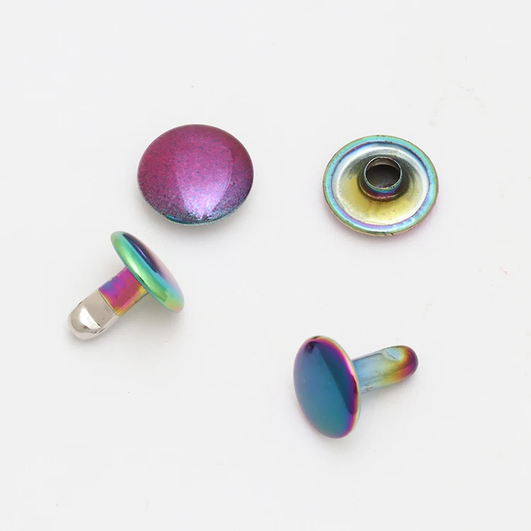High Quality Nickel color snap button Double Side Rivet rainbow rivet for Leather Bag and Furniture