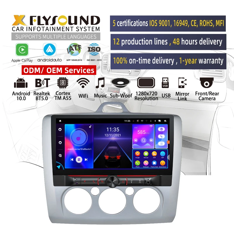Flysonic OEM ODM Production Multimedia Navigation car radio stereo 2 din 9 inch Android car mp5 player