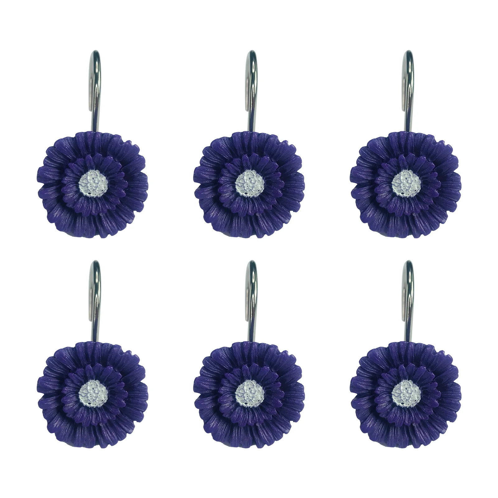 Комплект колец для душевой занавески с фиолетовыми цветами, 12 шт.