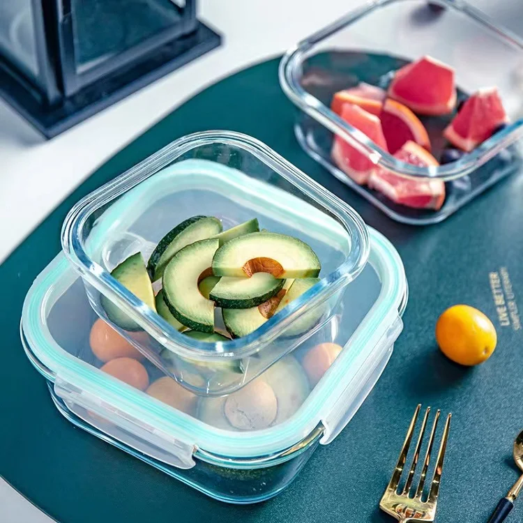 High Borosilicate Glass Lunch Box Set With Airtight Lock Lids Reusable Takeaway Food Meal Prep Containers