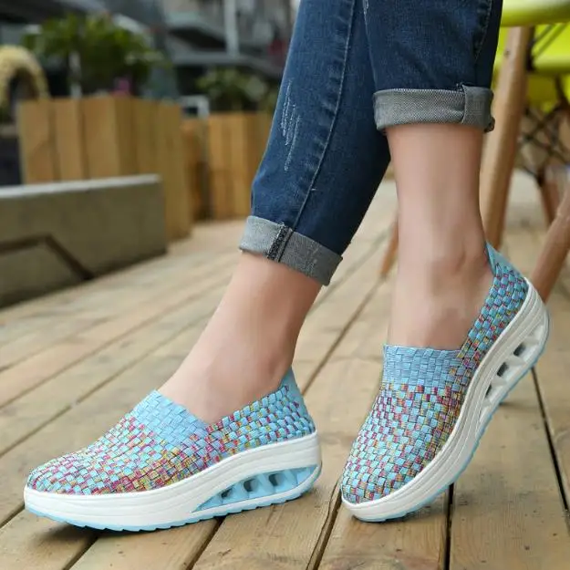 High quality ladies colorful luxury joggers trainers sports rocking shoes clunky woven casual sneakers for women